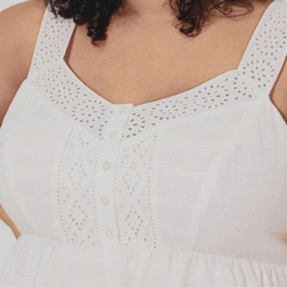 ❤️NWT VINTAGE TORRID BABYDOLL TANK - 100% COTTON - SWEETHEART NECK BUTTON CAMI - Picture 2 of 14